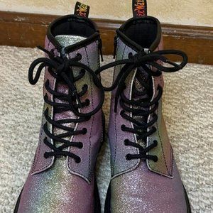 Dr Martens - 1460 Pascal Rainbow Glitter Lace-Up Boots - Women's Sz 6M